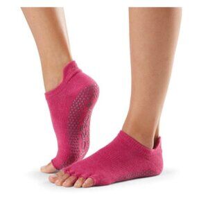TOESOX NWT Size M (8.5-10.5) Pink Low‎ Rise Half Toe Grip Pilates Yoga Socks NWT